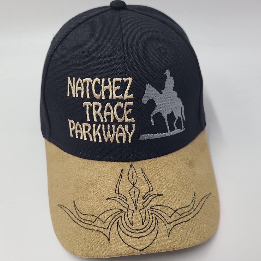 Natchez Trace Parkway Hat Adjustable Black Beige Horse Cowboy Travel Souvenir